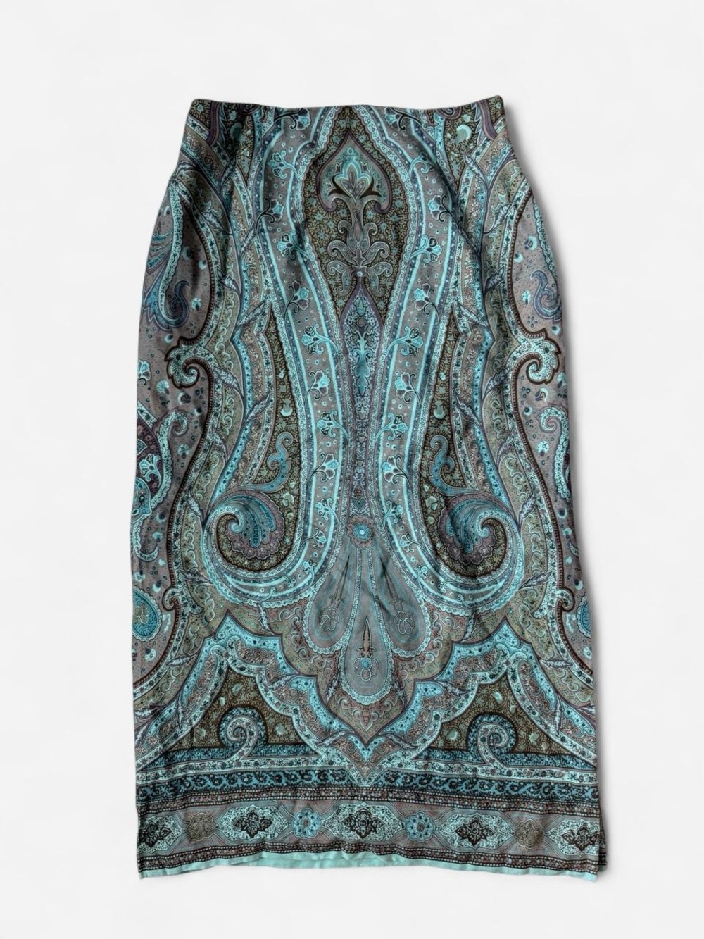 Charter Club Turquoise Paisley Midi Skirt